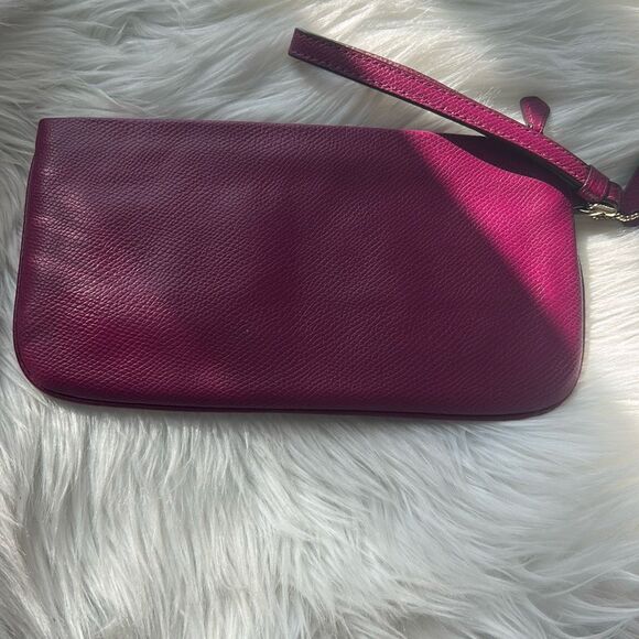 Coach Burgundy Crossgrain Clutch Wristlet Wallet 9x5 - Picture 2 of 7